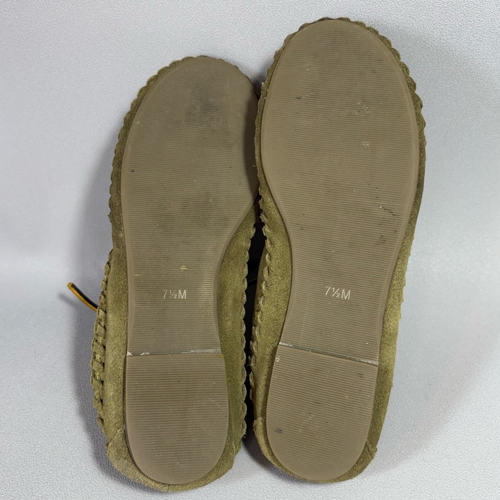 Latigo Gamine Olive Green Suede Moccasins with Leather Laces - Picture 9 of 16